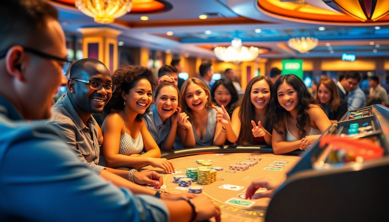 Excited players engaged in thrilling casino games at stimmgewitter.org, showcasing a vibrant atmosphere.