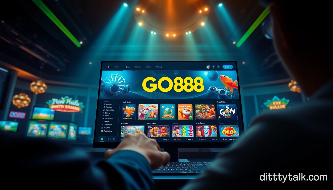 Exciting online gaming scene featuring GO88, highlighting card games and slots at dittytalk.com.