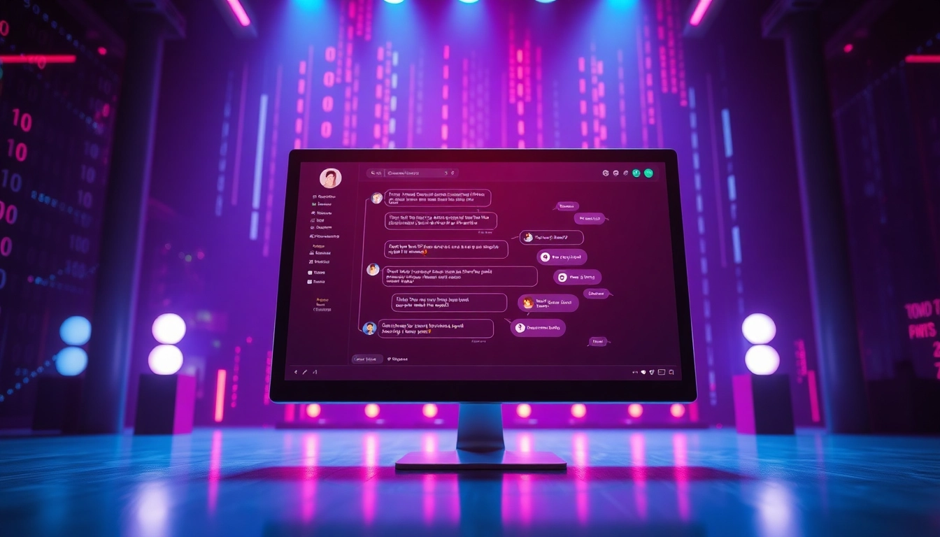 Dynamic NSFW chat bot interface showcasing a vibrant digital chat environment.