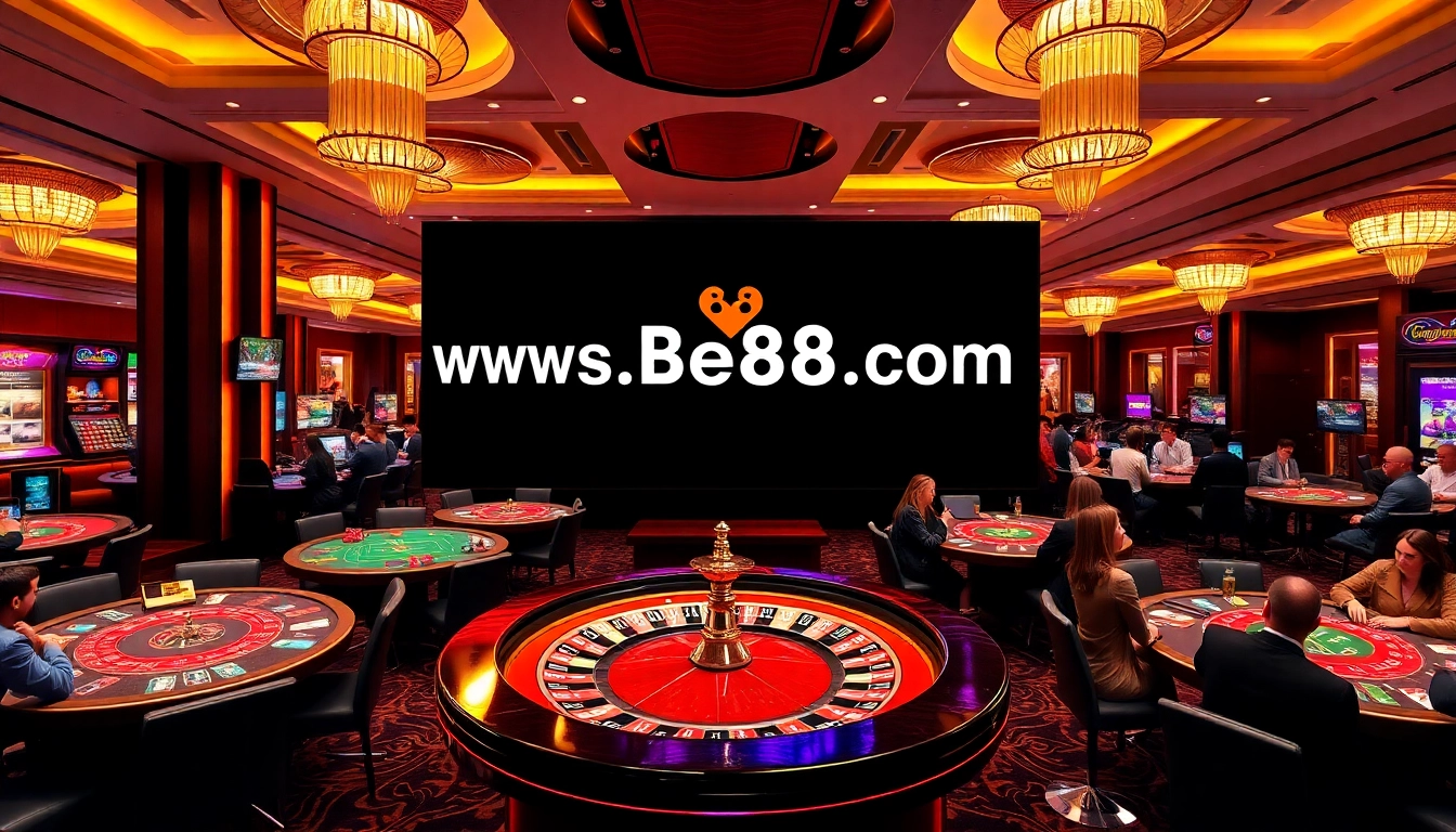 Gambers enjoying diverse gaming experiences at https://bem88.com casino tables with poker chips and cards.