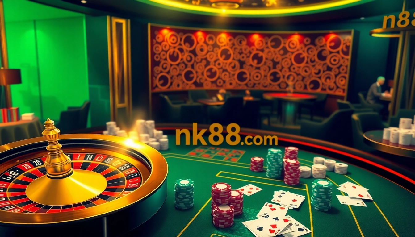 Experience thrilling moments at nk88.com with players winning at roulette and poker tables.