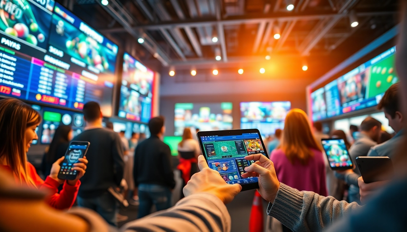 Engaged users exploring online betting options on https://bl-555.io/ in a modern, dynamic setting.